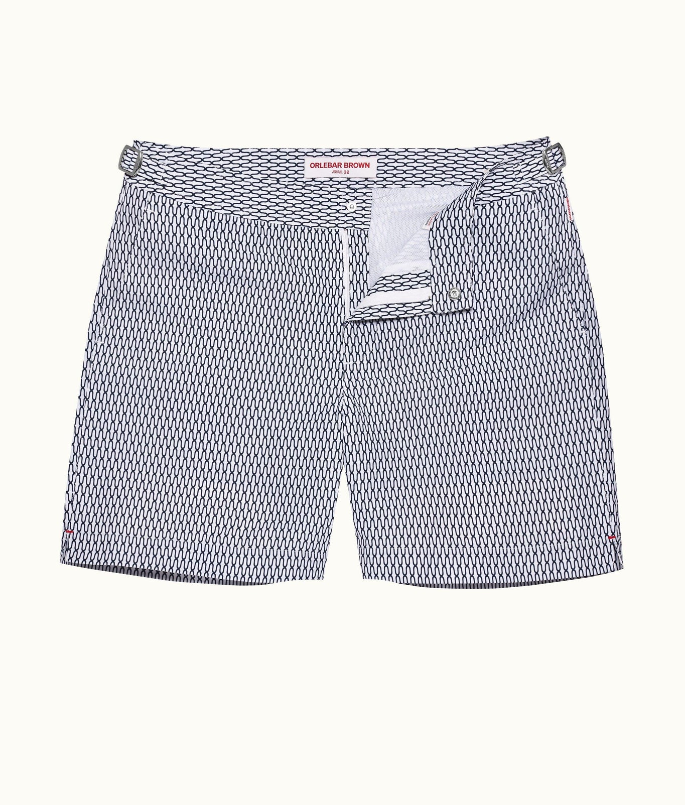 Bulldog Geo Pointpart Mid-Length Swim Shorts | White/Midnight Navy