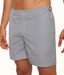 Bulldog Geo Pointpart Mid-Length Swim Shorts | White/Midnight Navy