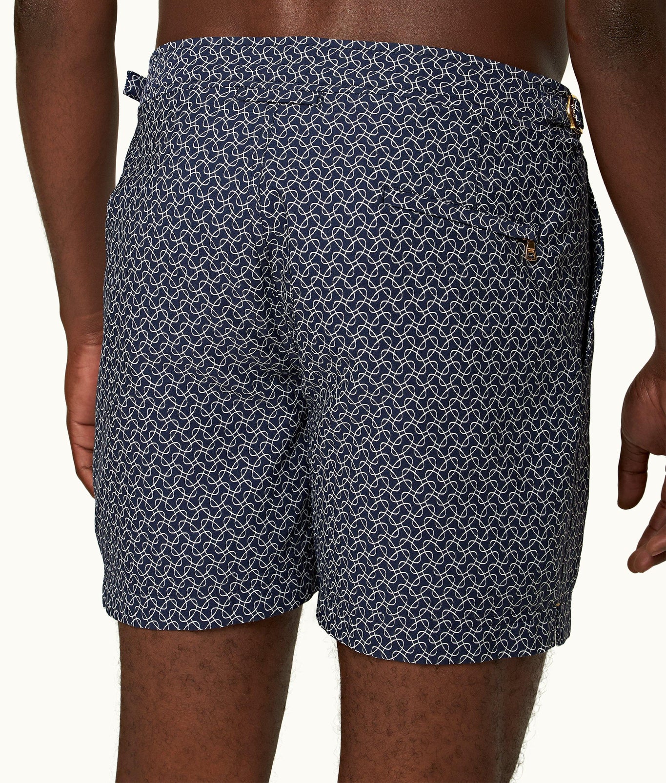 Bulldog Geometric Orb Jacquard Mid-Length Swim Shorts | Night Iris/White Sand