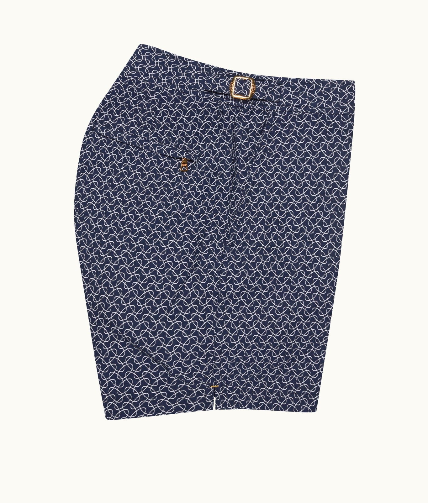 Bulldog Geometric Orb Jacquard Mid-Length Swim Shorts | Night Iris/White Sand