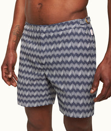 Bulldog Jacquard Chevron Mid-Length Swim Shorts | Night Iris/White