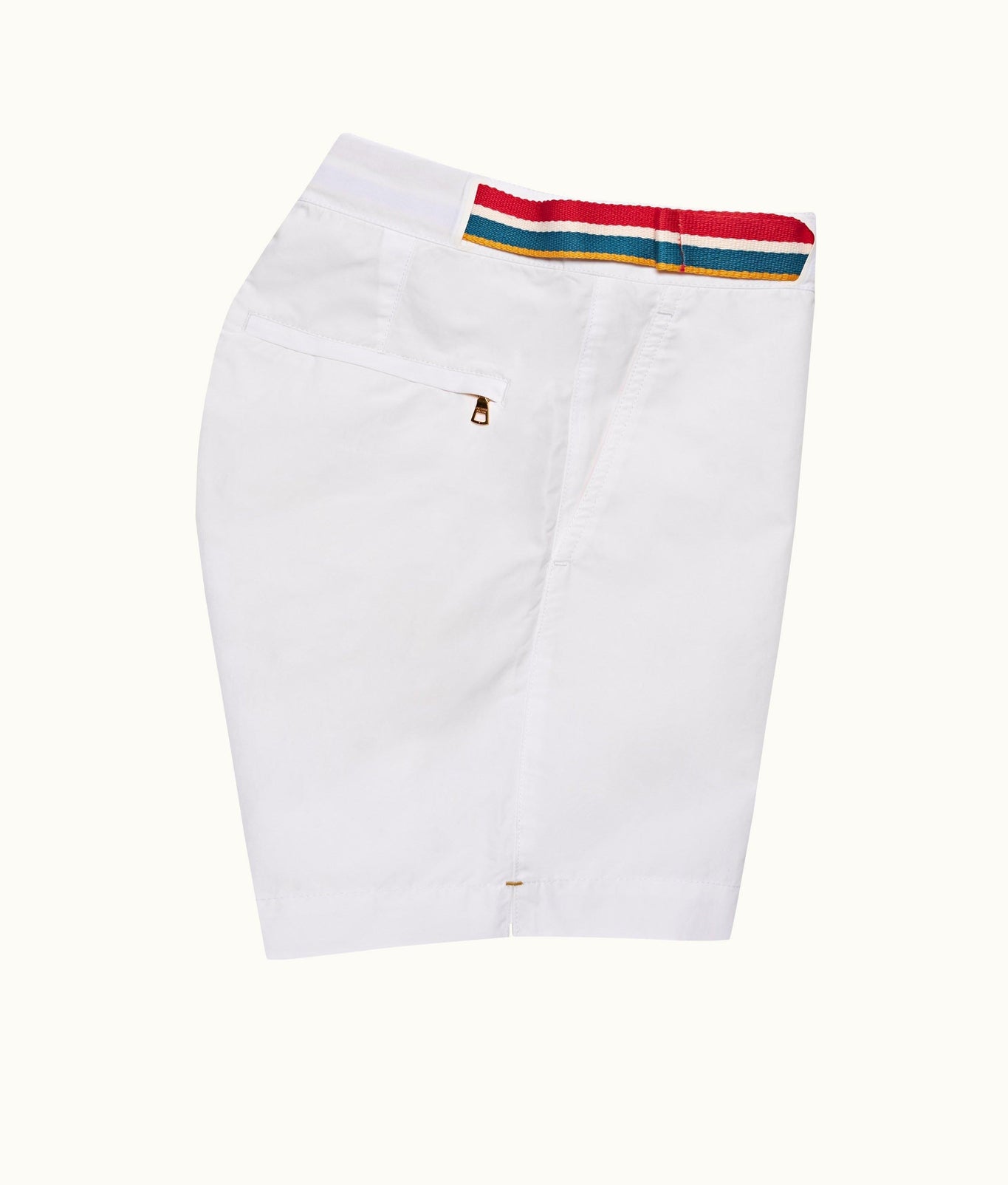 Bulldog O.B Stripe Belt Mid-Length Swim Shorts | White