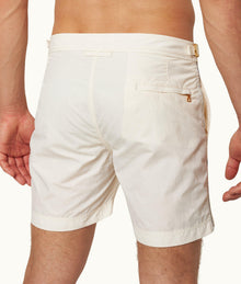 Bulldog Tape Insert Mid-Length Swim Shorts | White Sand
