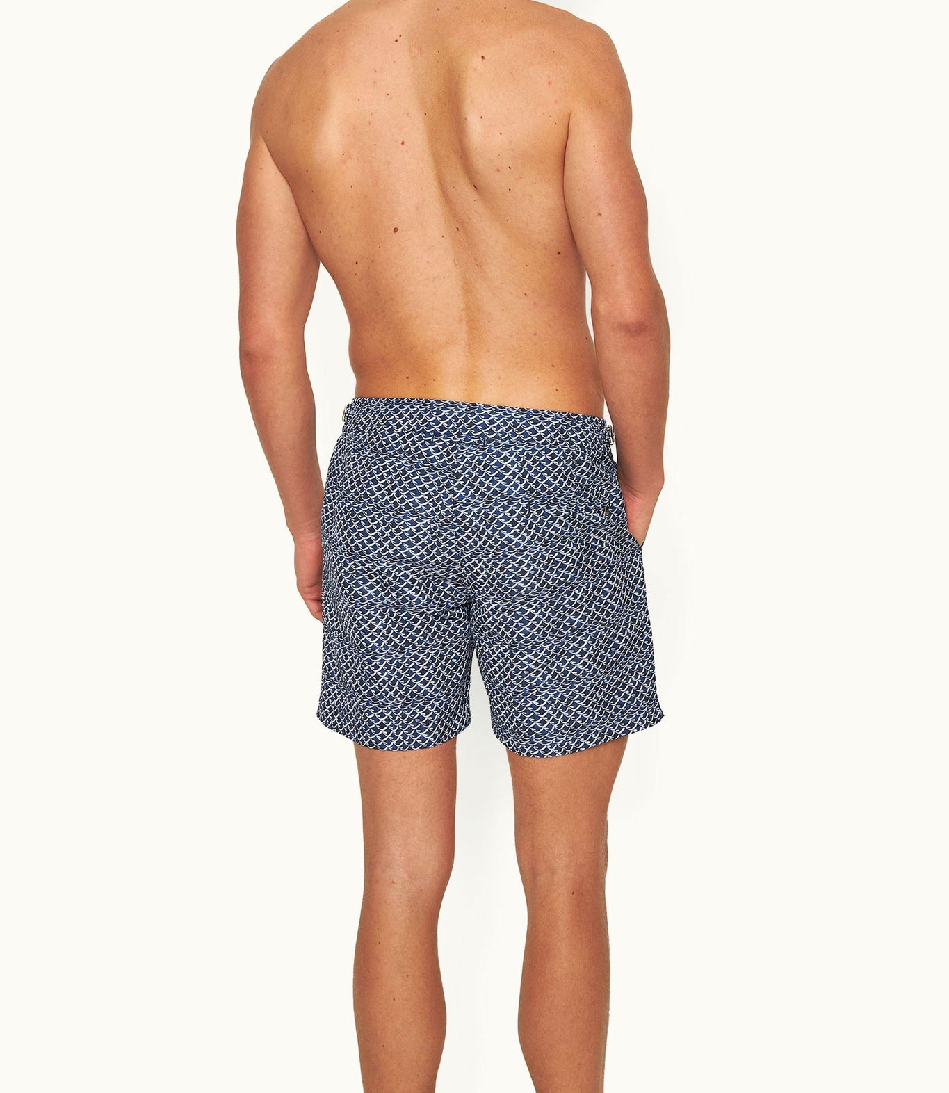 Bulldog Wave Print Mid-Length Swim Shorts | Azul Blue