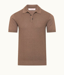 Burnham Silk Tailored Fit Jacquard Knit Silk-Cotton Polo Shirt Colour | Light Plum Wine