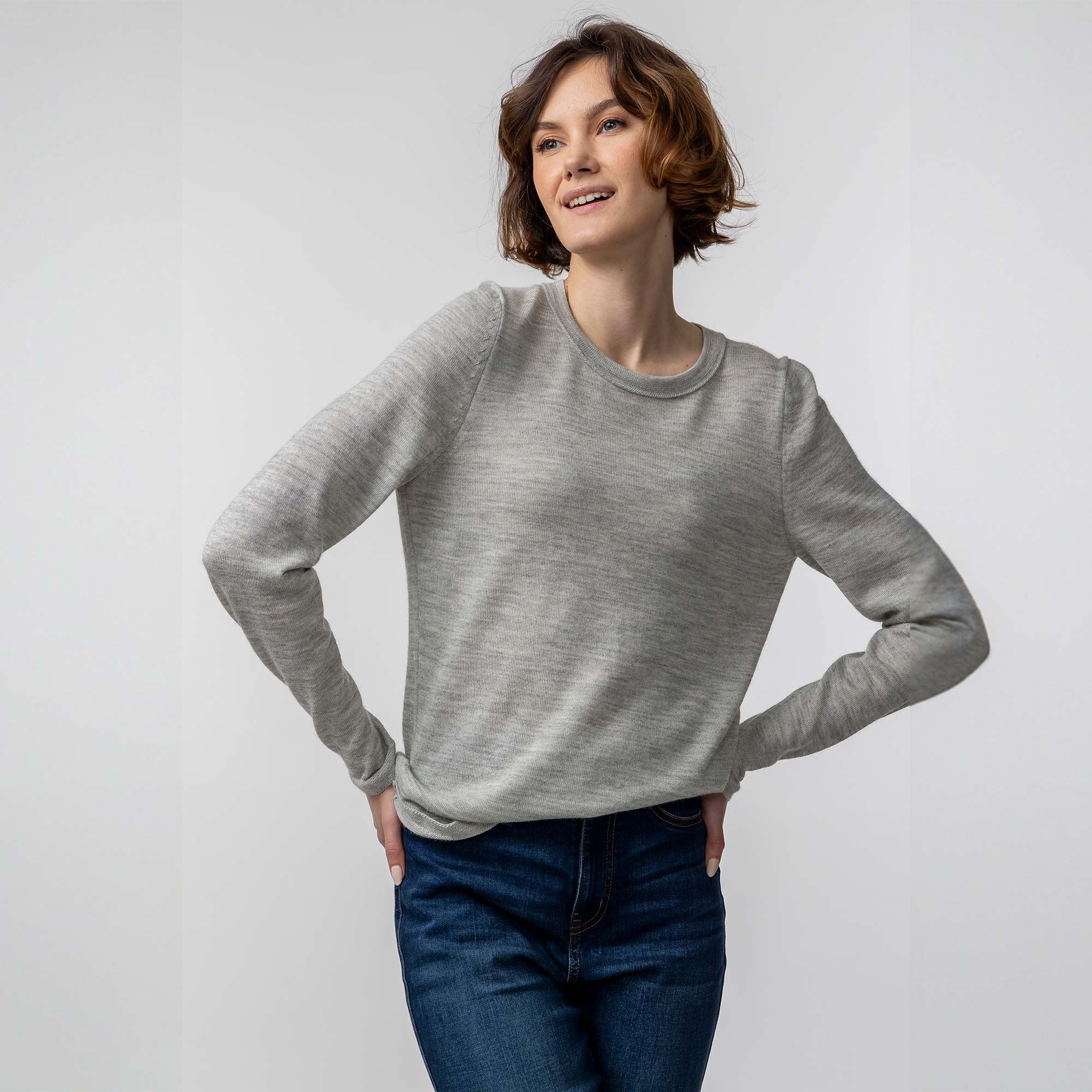 Women | Crew Neck Sweater | Pearl Grey
