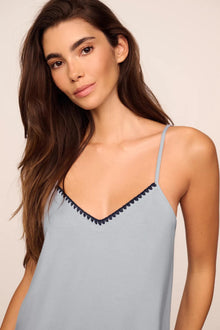Model is wearing Frida TENCEL Modal Long PJ Set  in  Gray Dawn/Navy