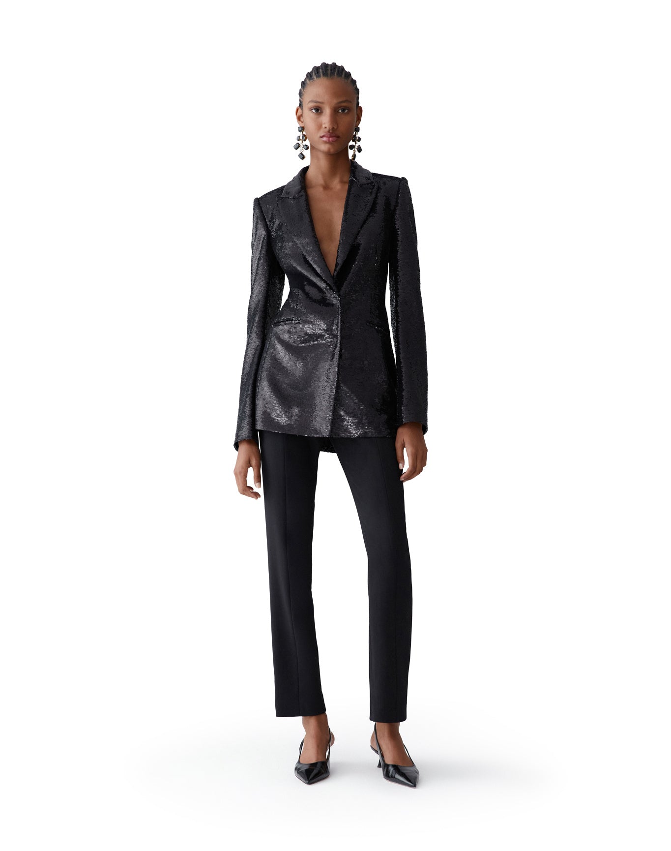 Single Breasted Peak Lapel Jacket | Black