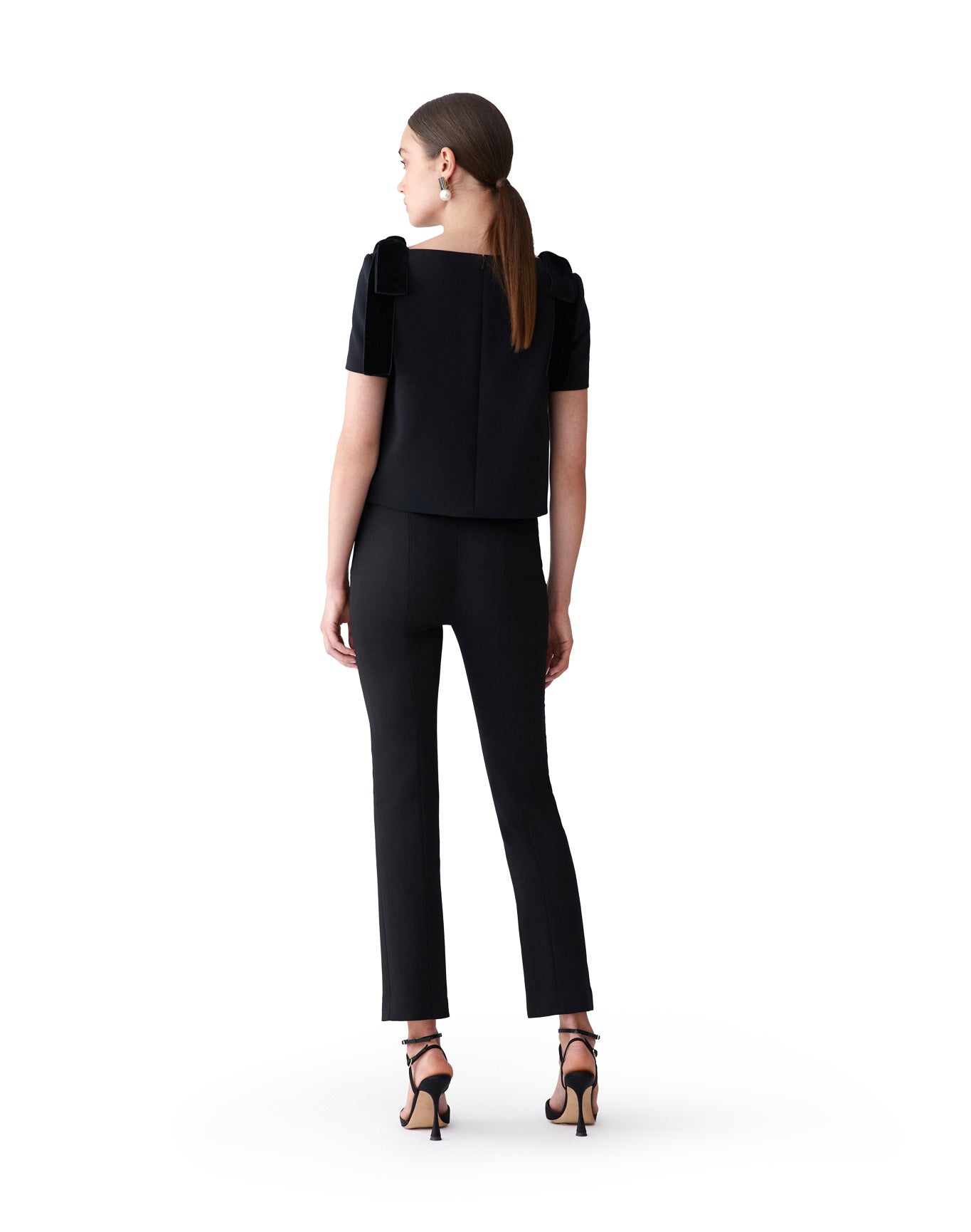 Short Sleeve Top With Bows | Black