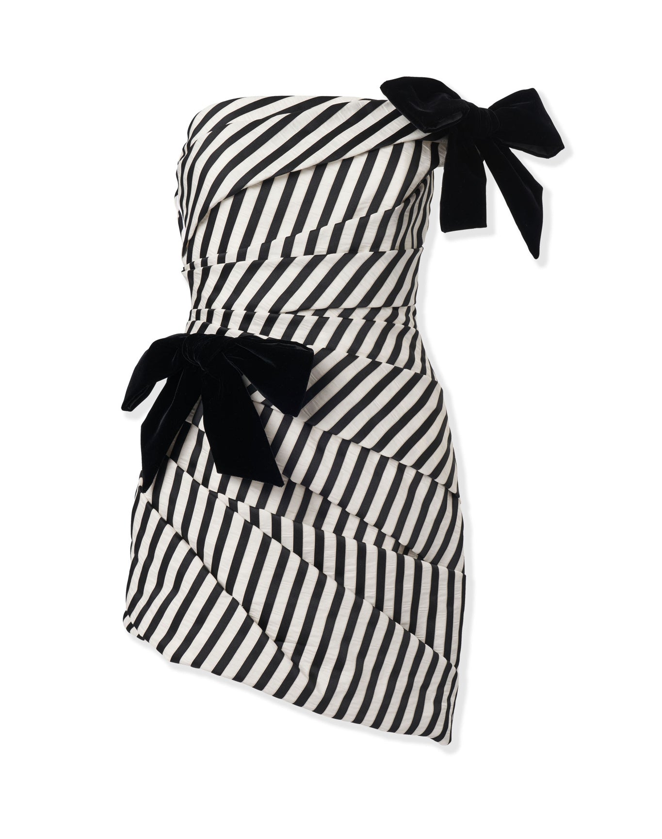 Gathered Mini Dress With Bows | Black/White