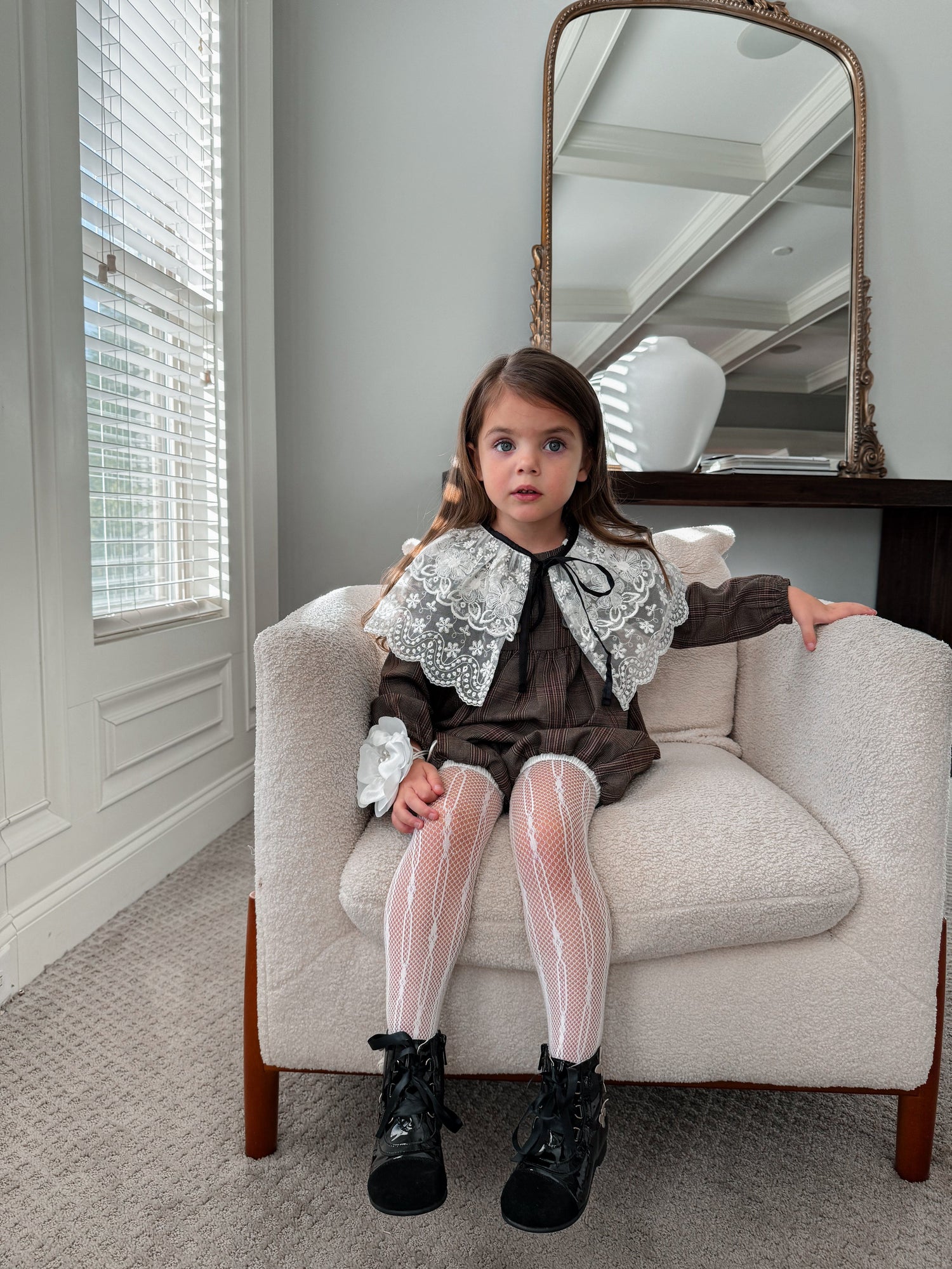 Baby Girls | Blair Estate Tweed Romper | Brown