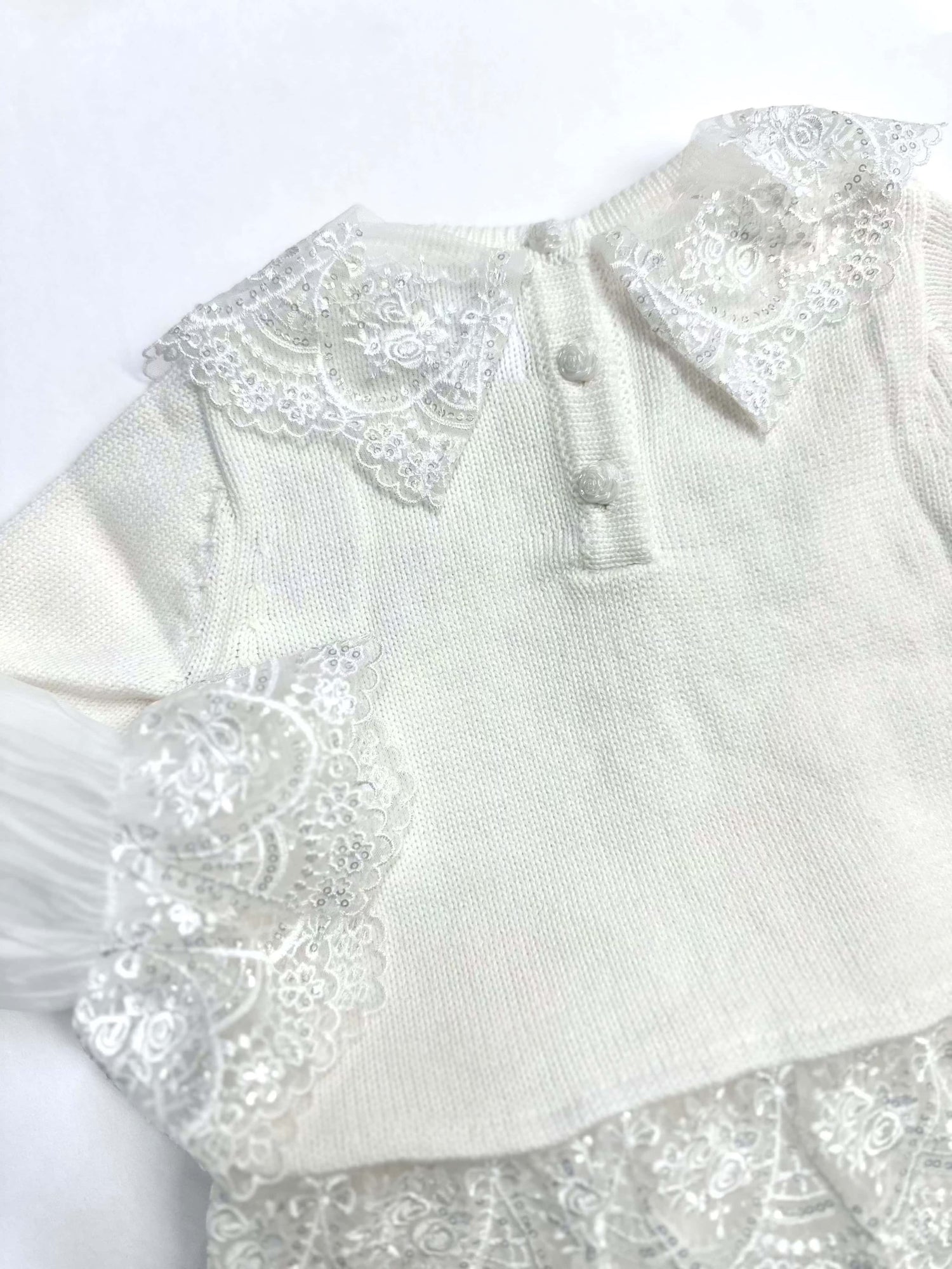 Baby Girls | Emma Cotton and Lace Top and Shorts Set | White