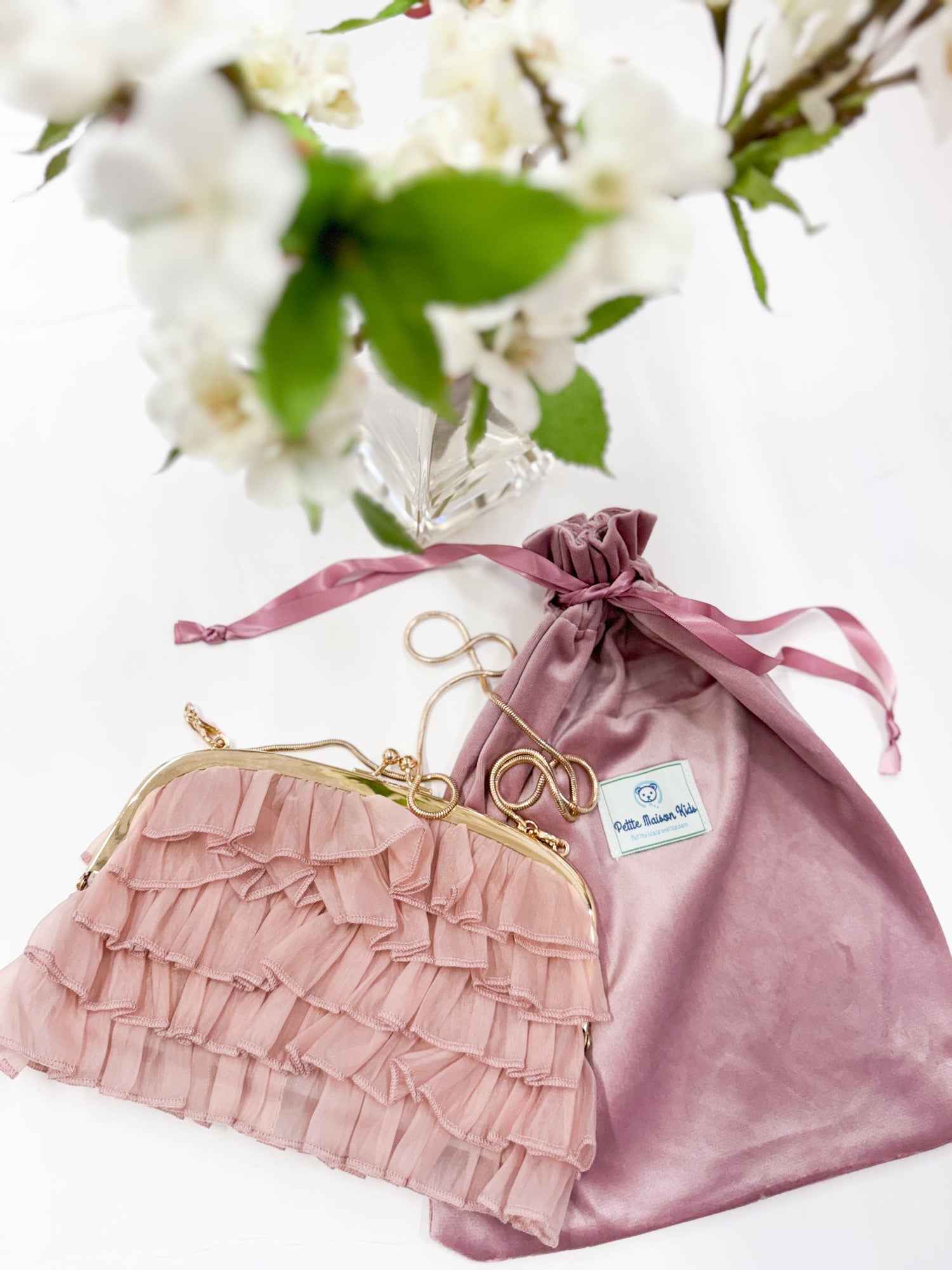 Organza Ruffle Handbag | Dusty Pink