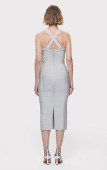 S/L Cross Back Bandage Midi Dress | Mist