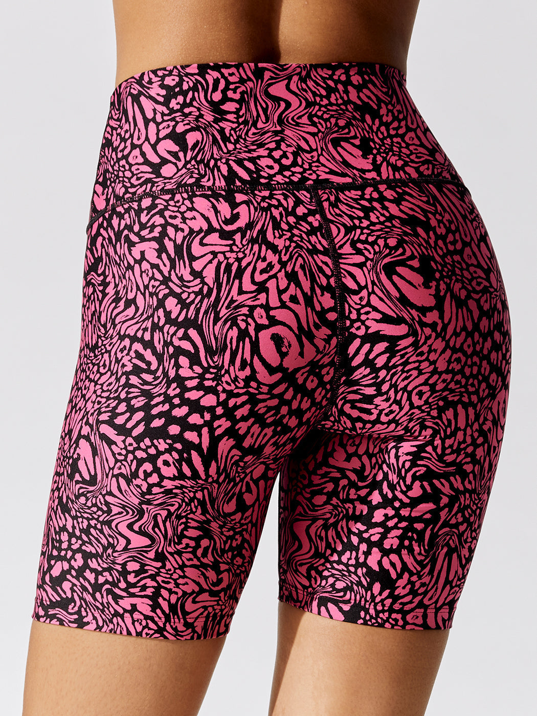 Carbon38 | Swirly Leopard Printed Biker Short | Electric Pink Swirly Leopard