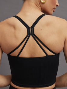 Carbon38 | Ribbed Cami Bra | Black