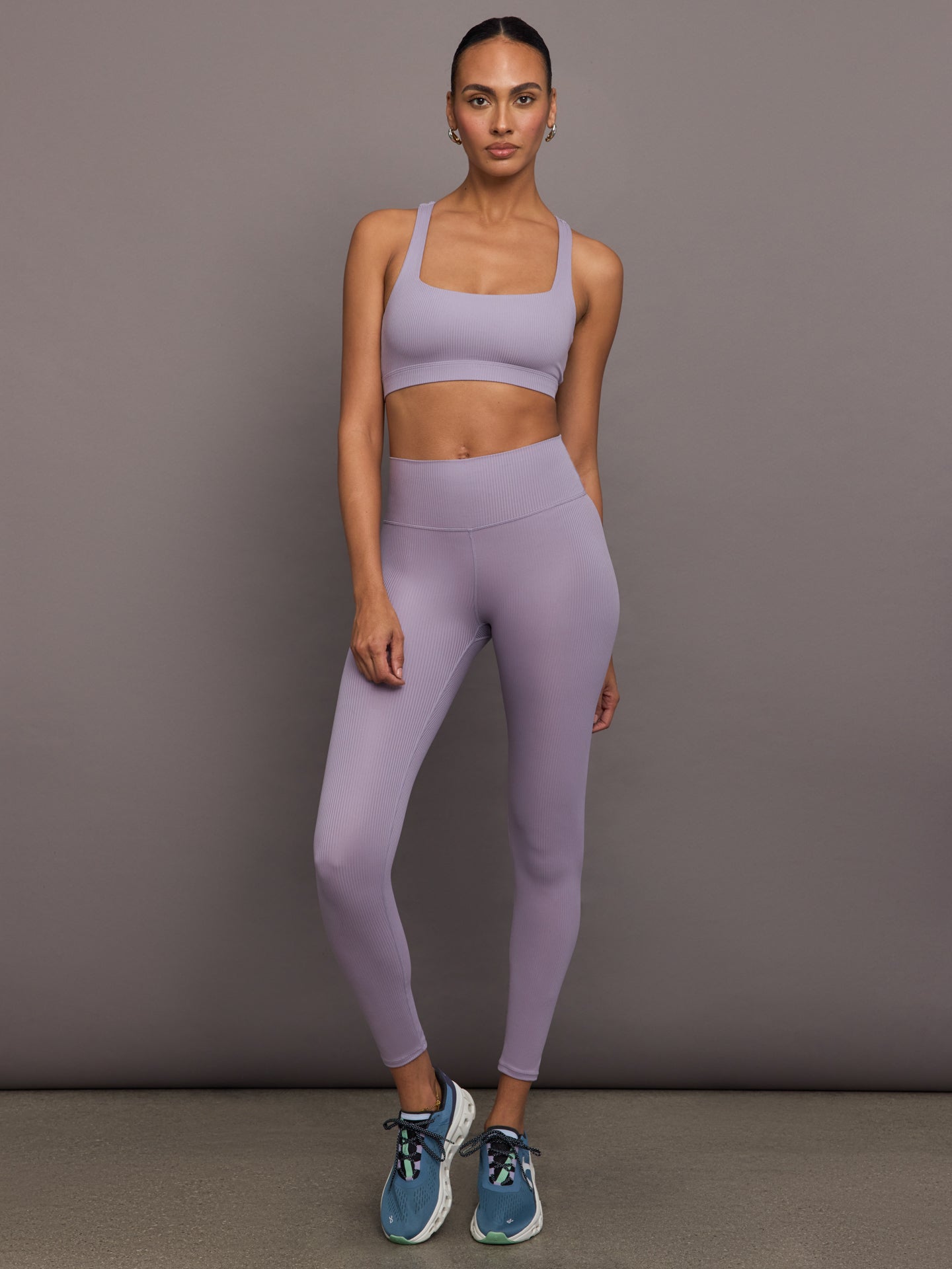 Racerback Bra in Ribbed Melt | Lavender Grey