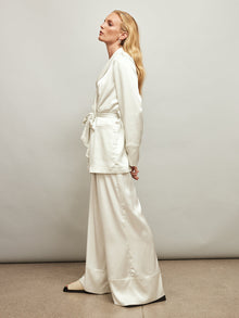 Satin Smoking Jacket | Ivory
