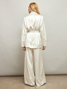 Satin Smoking Jacket | Ivory