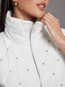 Carbon38 | Diamond Quilted Puffer Vest | White