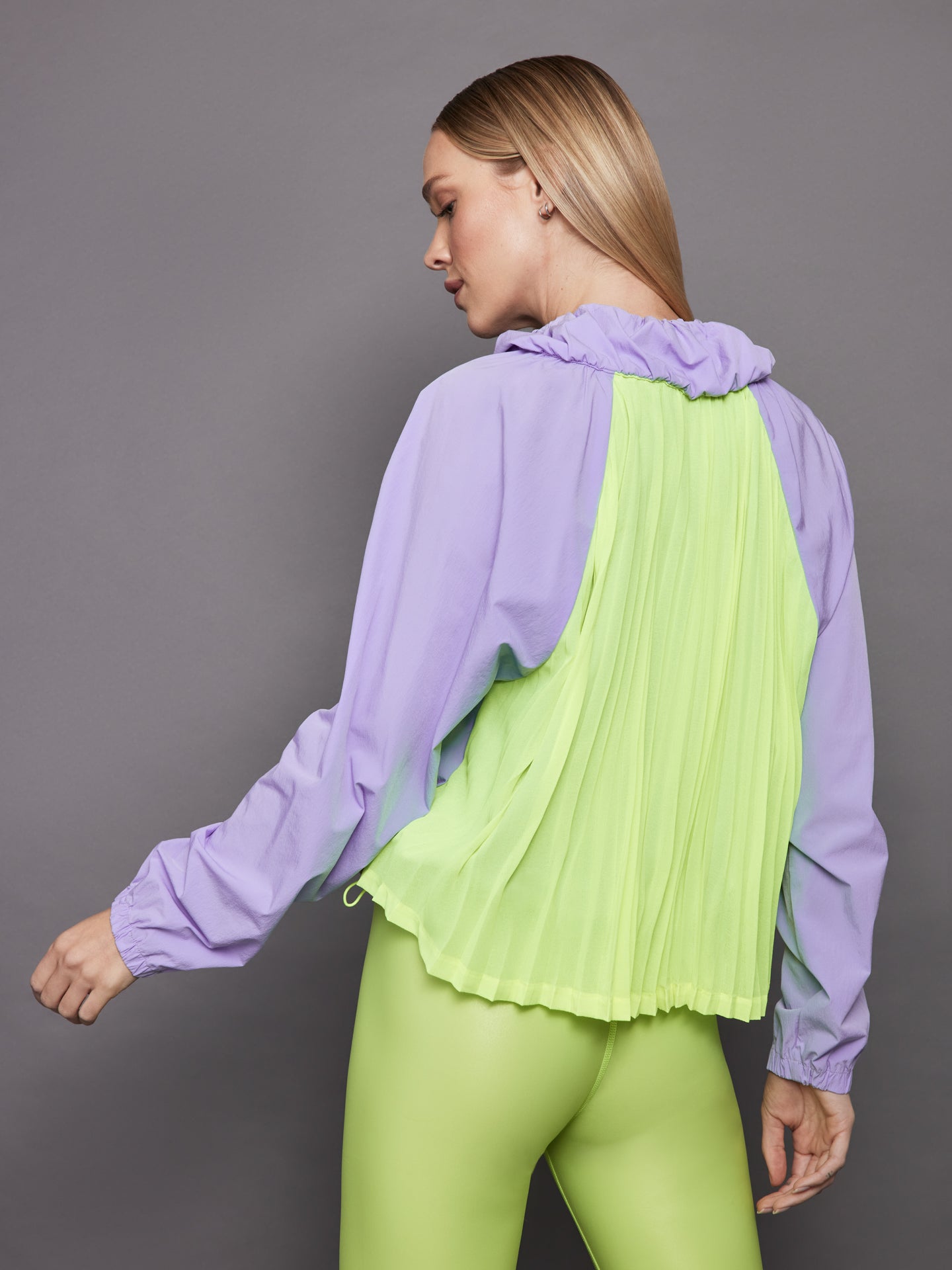 Pleated Back Running Jacket | Sweet Lavender / Acid Lime