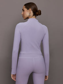Mock Neck Corset Zip Top in Melt | Lavender Grey
