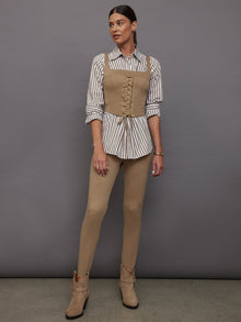 Twisted Tunic Shirt | White/Tan Stripe