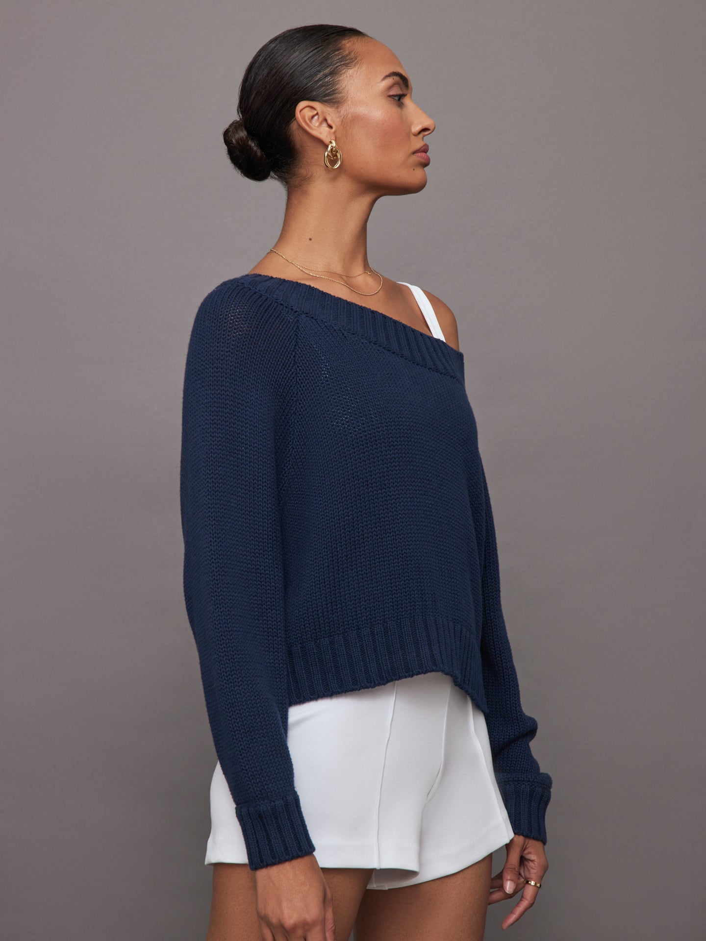 Slouchy Knit Sweater | Navy