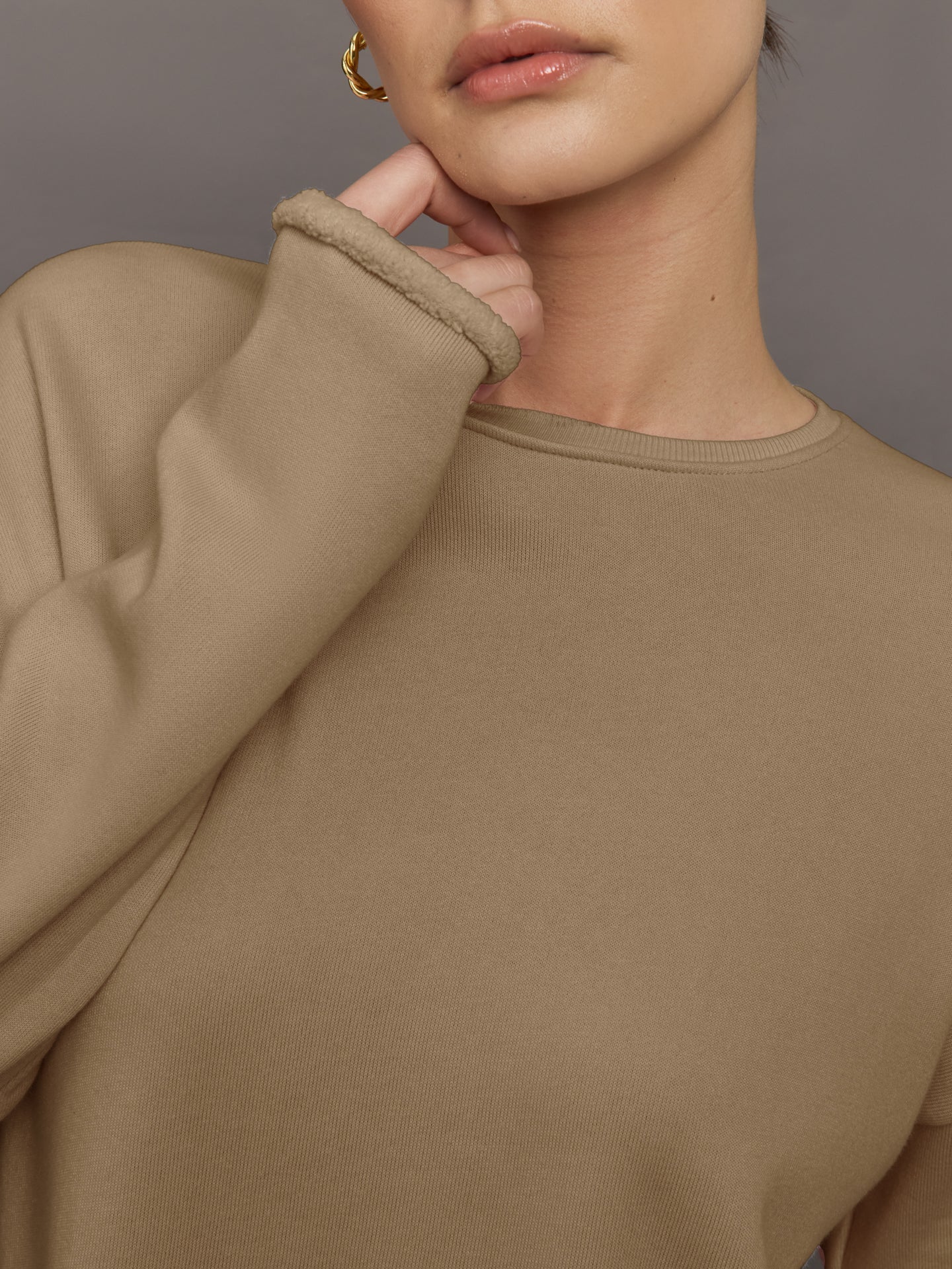 Crew Neck Sweatshirt in French Terry | Chinchilla