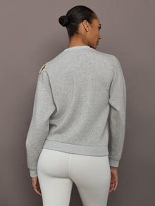 Bow Embellished Sweatshirt in Scuba | Heather Grey