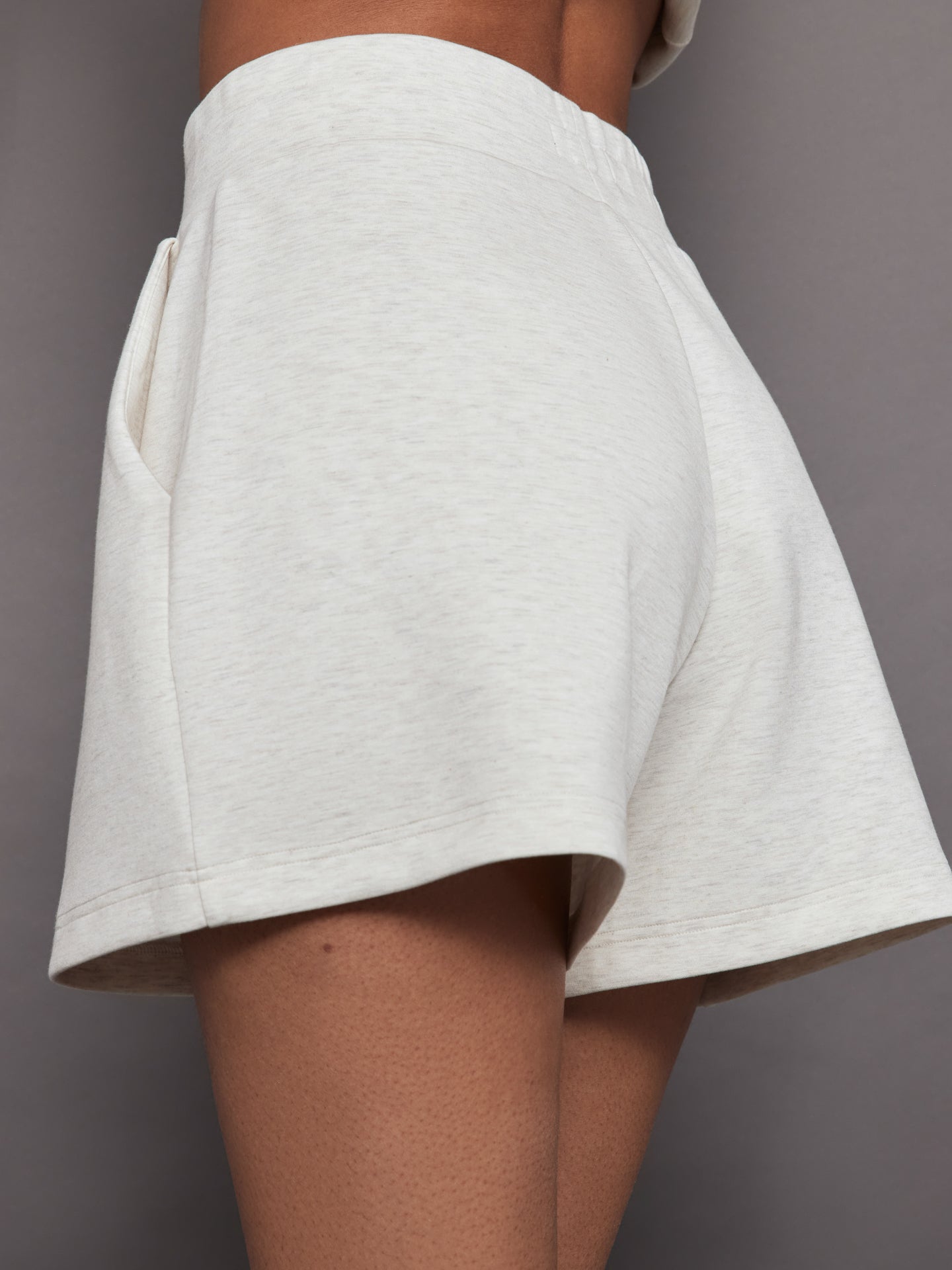 Carbon38 | High Rise Knit Short in Interlock | Moonbeam Heather