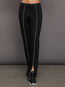 Carbon38 | Rhinestone Front Slit Sweatpant | Black