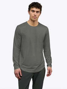 Mens | AO Long Sleeve Curve-Hem Tee | Signature-Fit PYCA Pro | Castor Grey