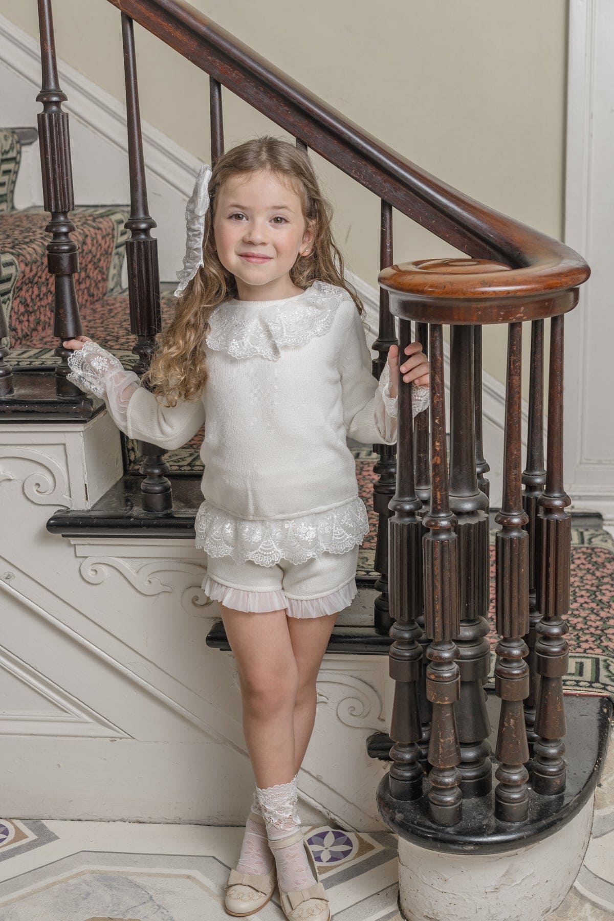 Baby Girls | Emma Cotton and Lace Top and Shorts Set | White