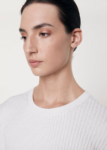 Cashmere Cotton Pointelle L/S Crew | White