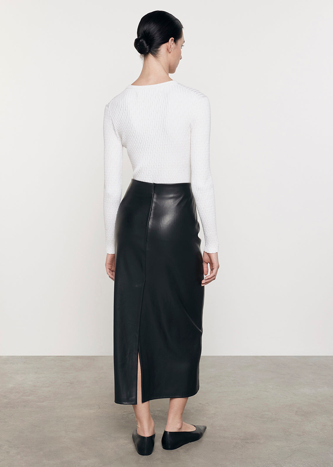 Cashmere Cotton Pointelle L/S Crew | White