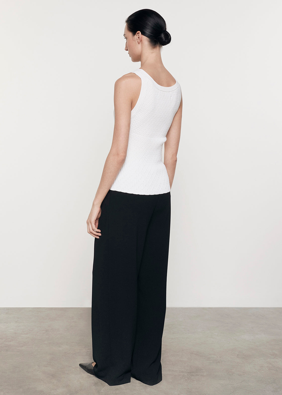 Cashmere Cotton Pointelle Knit Tank | White