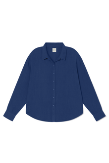 Cecile Oversized Linen Shirt | Navy