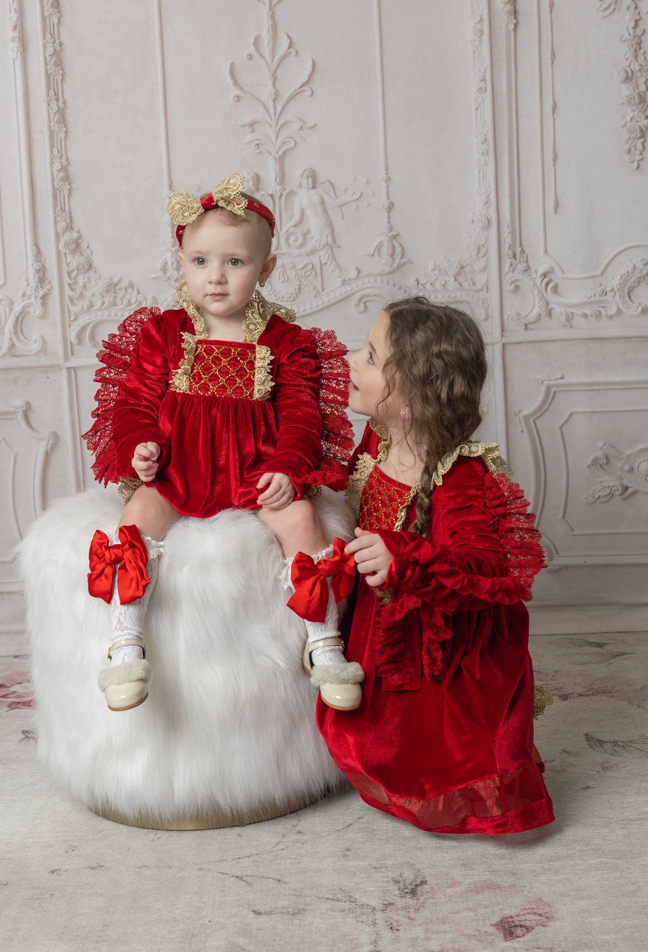 Baby Girls | Victoria Velvet Romper | Red