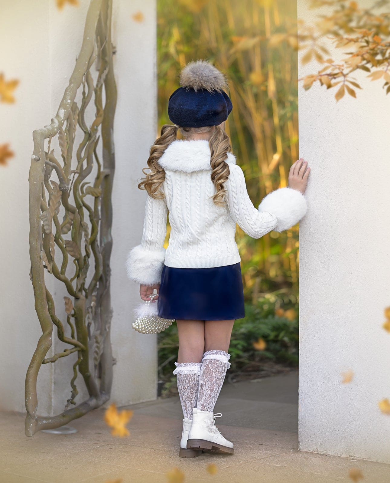 Baby Girls | Vegan Leather Skirt | Navy