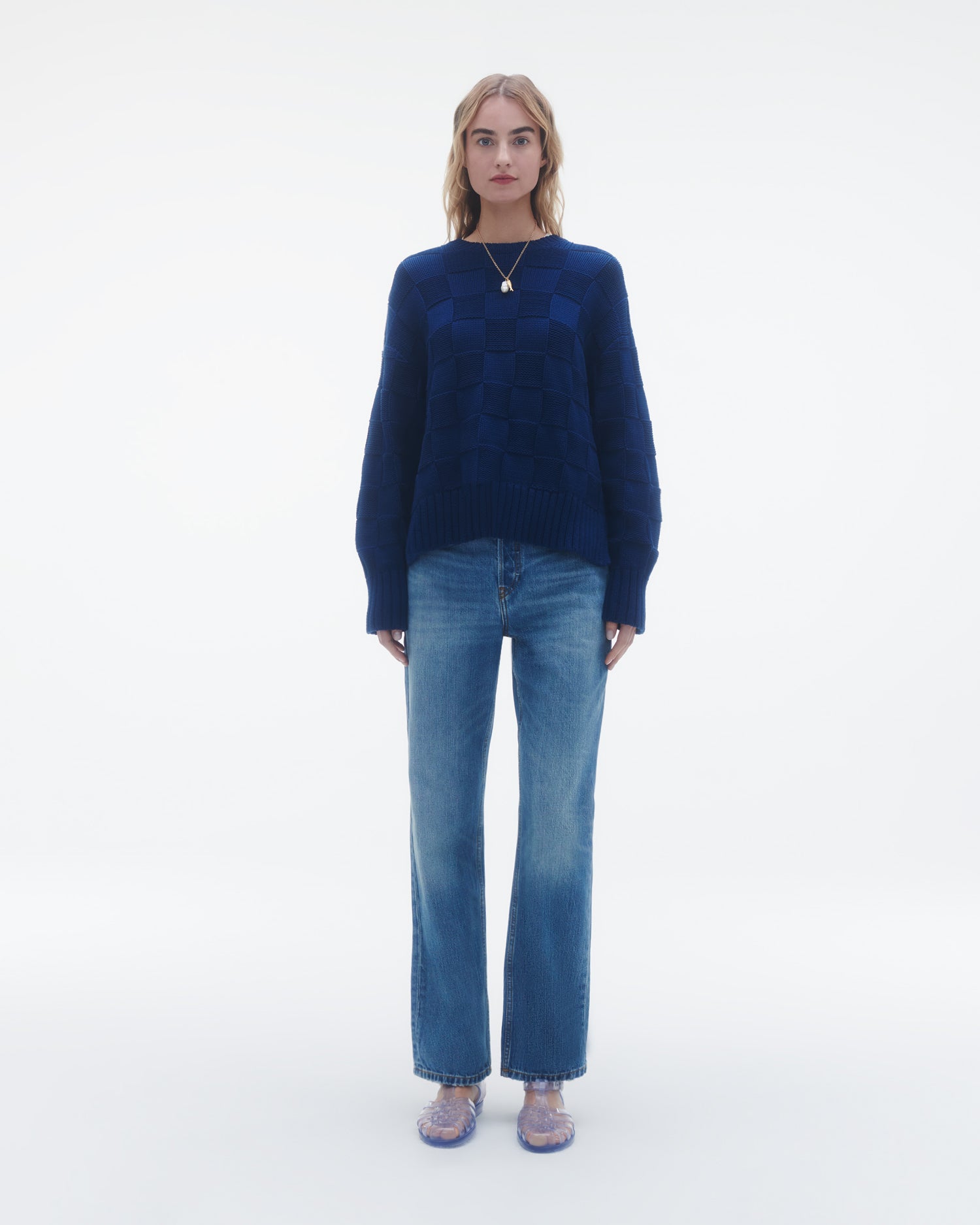 Womens | Checker Cozy Crew | Midnight
