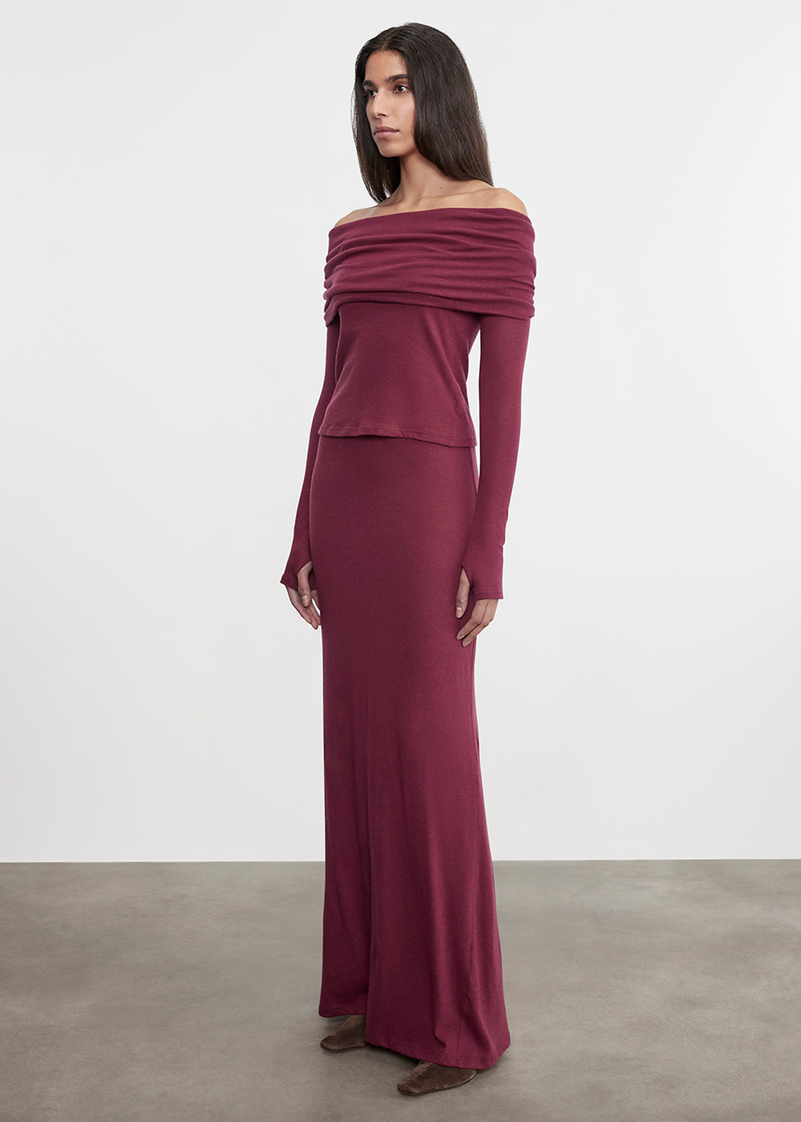 Cashmere L/S Off-Shoulder Top | Barolo