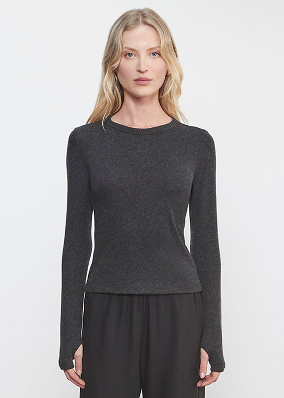 Cashmere New Classic L/S Crew | Charcoal