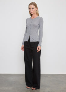 Cashmere L/S Cardigan | Smoke