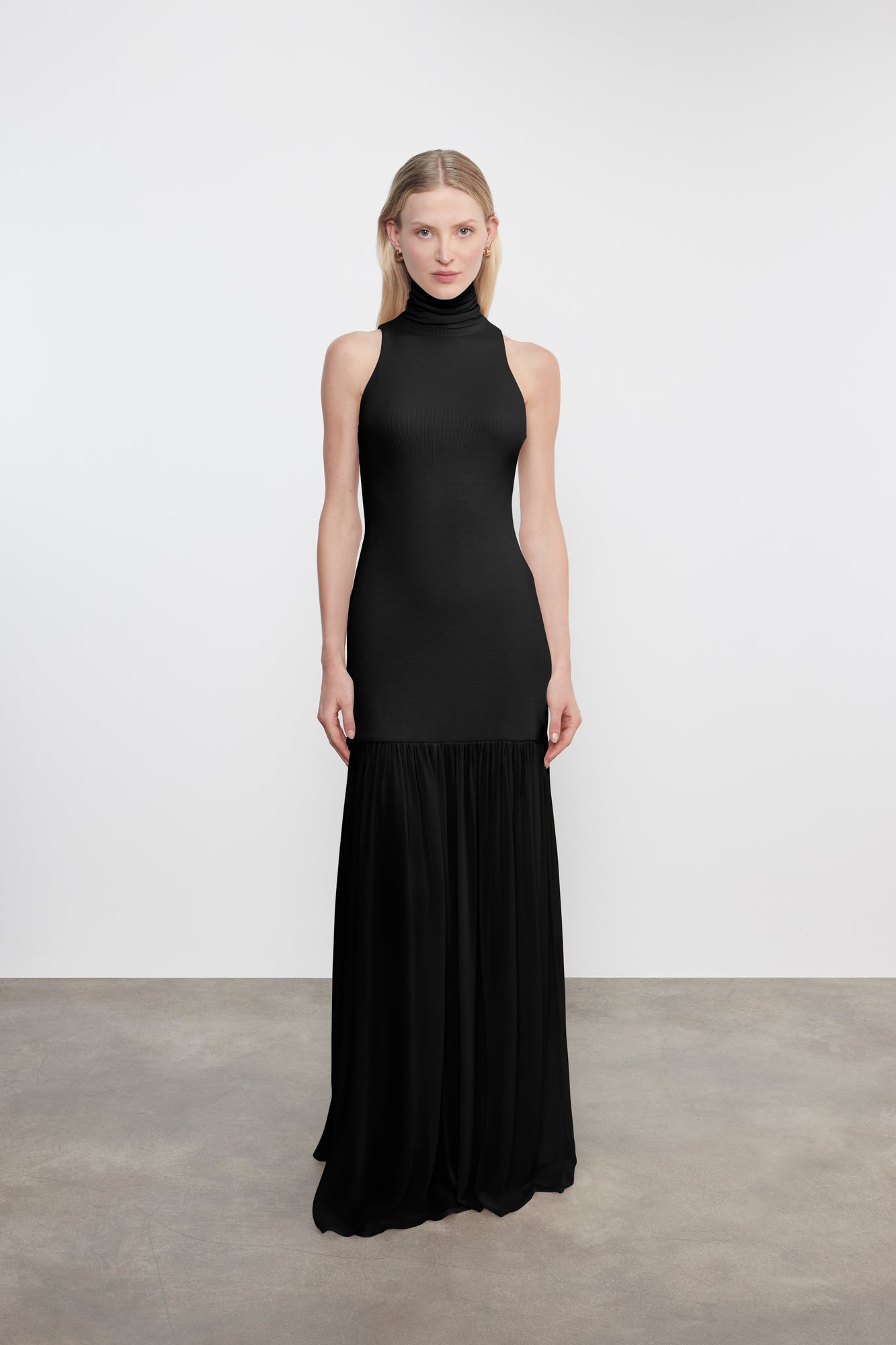 Airy Halter Turtleneck Dress | Black