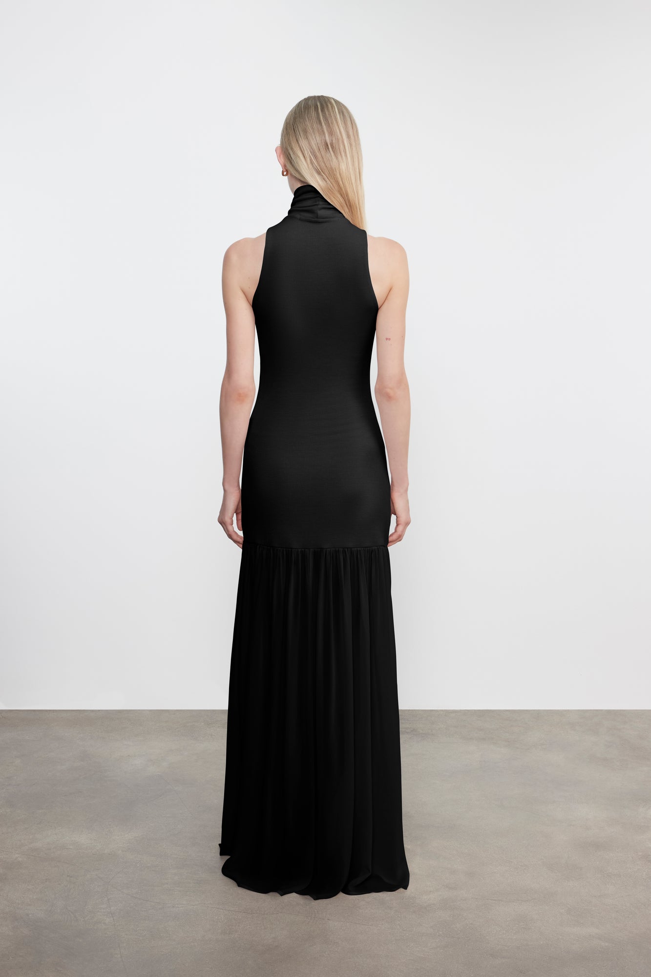 Airy Halter Turtleneck Dress | Black