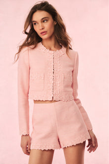 Coralyn Tweed Lace-Trimmed Shorts | Strawberry Spritz