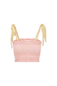 Corbin Cotton Mixed Print Top | Pink Lemonade