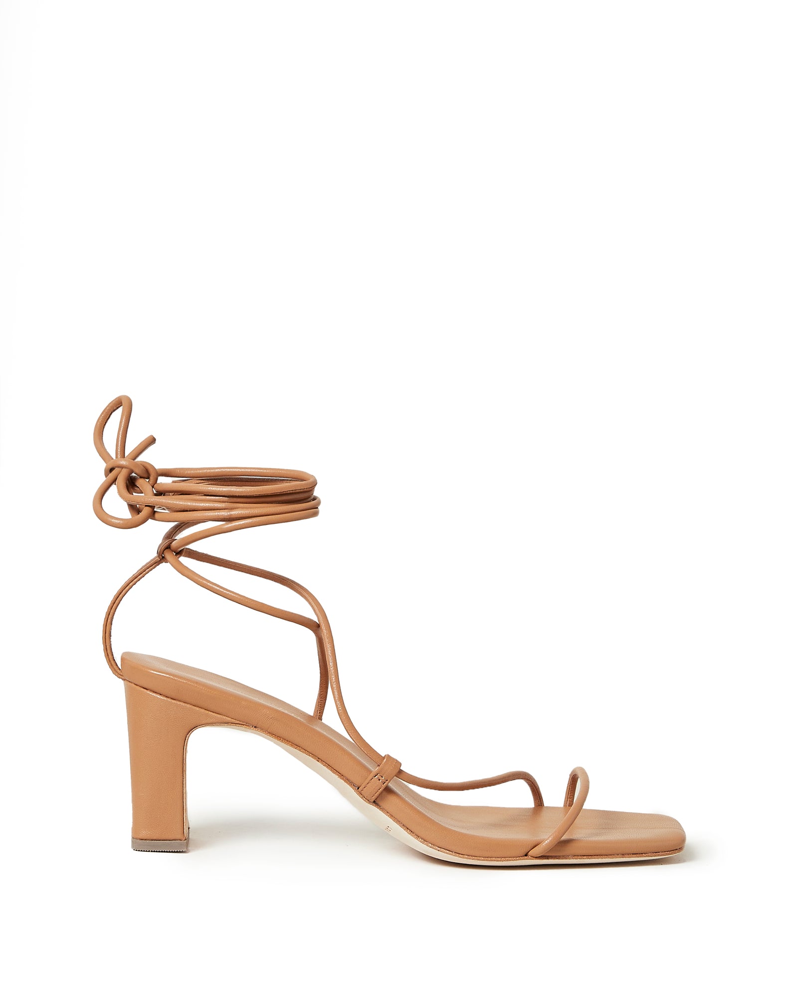 Strappy Ankle Wrap Mid-Heel Sandal | Dark Sand