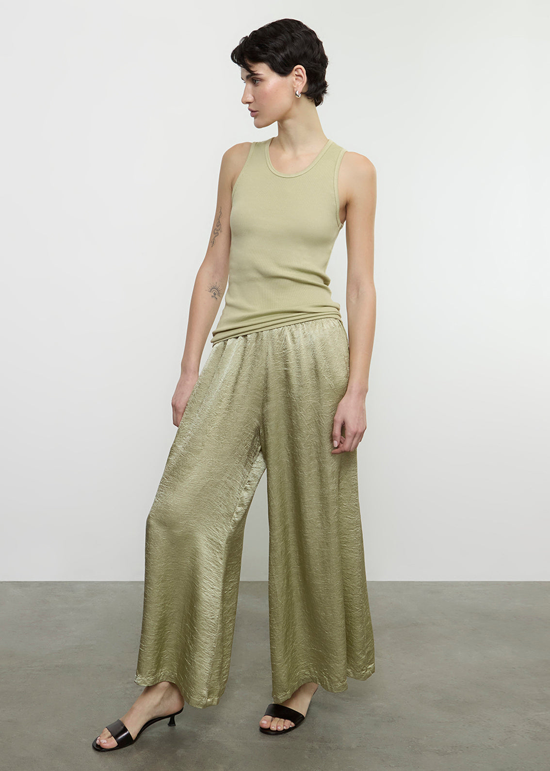 Cotton Rib Scoop Tank | Celadon